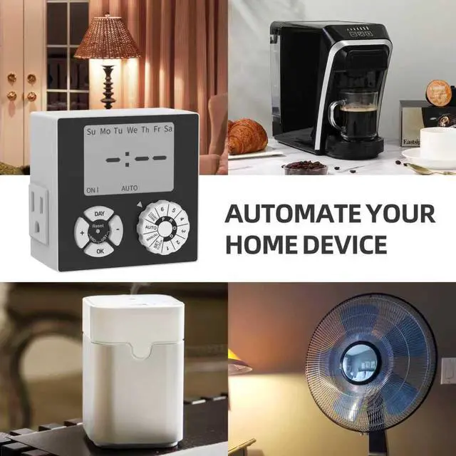 Alt view image 6 of 7 - Indoor Mechanical Outlet Timer, 3 Prong Timers for Electrical Outlets, 24-Hour Programmable Plug in Light Timer, ETL Listed (Digital, 1 Pack)