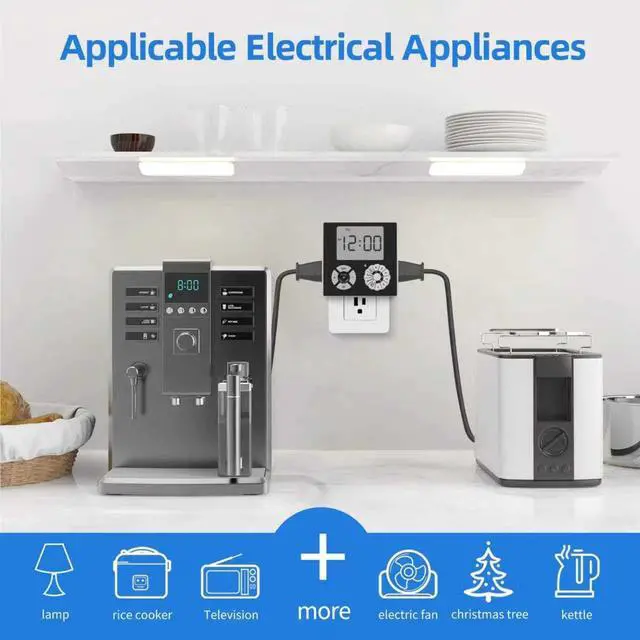 Alt view image 7 of 7 - Indoor Mechanical Outlet Timer, 3 Prong Timers for Electrical Outlets, 24-Hour Programmable Plug in Light Timer, ETL Listed (Digital, 1 Pack)