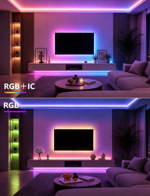 Alt view image 4 of 7 - 100FT Strip Lights, Smart IC RGB LED Lights Multiple Colors on One Line, App+Remote Control, Timing, Multimodal, Music Sync, Color Changing Lights for Bedroom, Party Home Decor, (2 x 50ft)