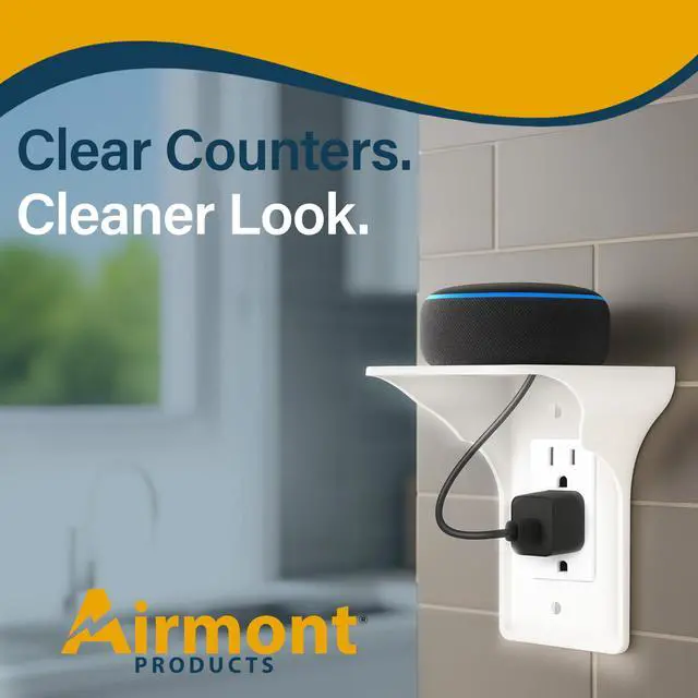 Alt view image 6 of 6 - Outlet Shelf Wall Mount Organizer for Echo Dot, HomePod Mini, Alexa and Smart Home Devices Bathroom Space Saver, Renter-Friendly for Kitchen, Bedroom, Office