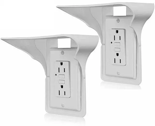 Main image of 2 Pack Single Wall Outlet Shelf Home Wall Shelf Organizer for Outlets,No-Drill Wall Outlet Shelf,Perfect for Bathroom Kitchen Bedroom with Cord Management and Easy Installation. (White)