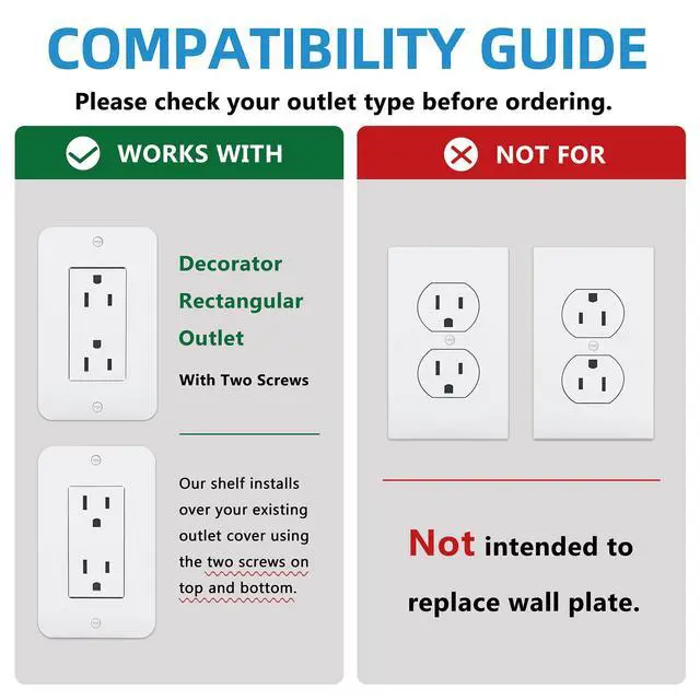 Alt view image 4 of 7 - Outlet Shelf Wall Holder with Cord Storage, Decorator Receptacle Plug Shelf for Wall Outlet, Cable Organizer for Bathroom, Kitchen,Bedroom, HomePod Mini/Toothbrush/Google Home/Phone(Decora)