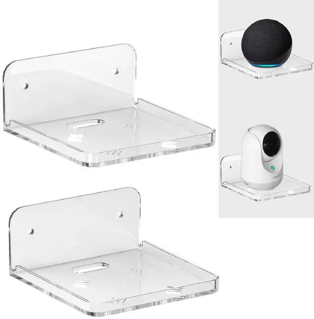 Main image of Wall Mount Floating Shelves for 2 Pcs Camera Mini Speaker Shelf Baby Monitor - Clear Mini Shelf Flexible Use for Wall Space in Bedroom Bathroom Kitchen Living Room