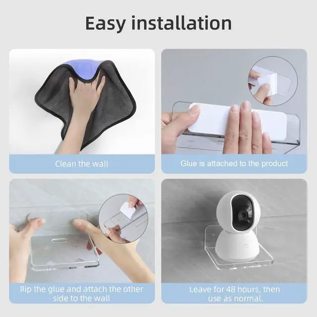 Alt view image 5 of 6 - Acrylic Small Wall Mount Floating Camera Shelf 2 Pack Baby Monitor Holder, Echo Dot 5th Wall Mount Storage, Clear Mini Flexible Shelf for Bathroom, Bedroom, Kitchen