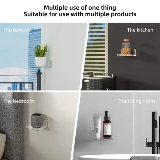 Alt view image 2 of 7 - Wall Mount Floating Shelves for 2 Pcs Camera Mini Speaker Shelf Baby Monitor - Clear Mini Shelf Flexible Use for Wall Space in Bedroom Bathroom Kitchen Living Room