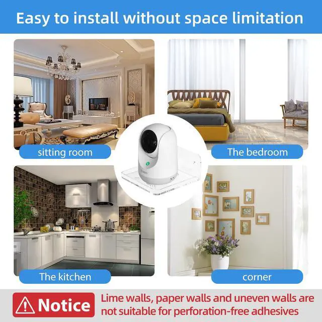Alt view image 4 of 7 - Wall Mount Floating Shelves for 2 Pcs Camera Mini Speaker Shelf Baby Monitor - Clear Mini Shelf Flexible Use for Wall Space in Bedroom Bathroom Kitchen Living Room