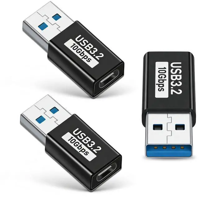 Main image of USB C to USB A Adapter (3-Pack), 10Gbps USB 3.2 Gen2 OTG, Type C to USB Adapter, Fast Data Transfer & Charging Dongle Compatible with Laptop, PC, Charger, USB Hub, Hard Drive, Phone
