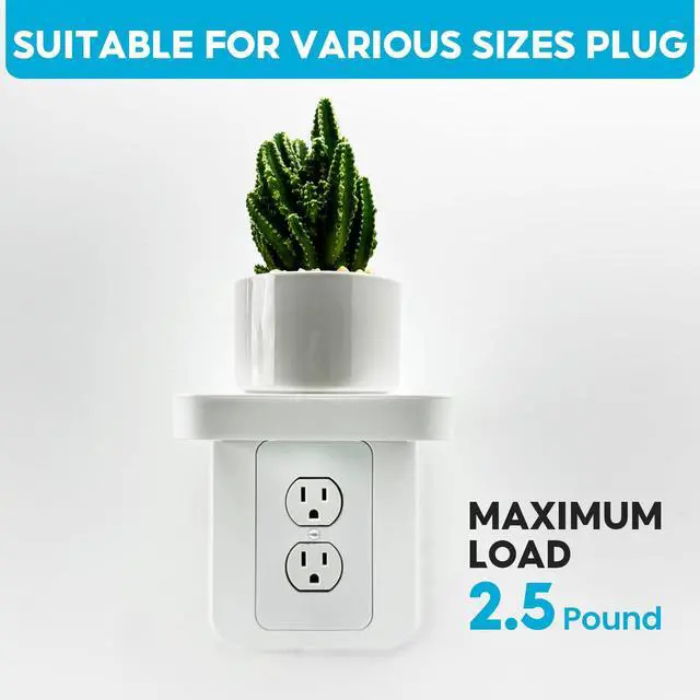 Alt view image 7 of 7 - Outlet Shelf, Standard Vertical Duplex Only, White Wall Outlet Shelf, Not for Decora, Wall Shelf Organizer for Bathroom Smart Home Space Saving Tools, Electric Toothbrush & Small Accessories(1 pack)