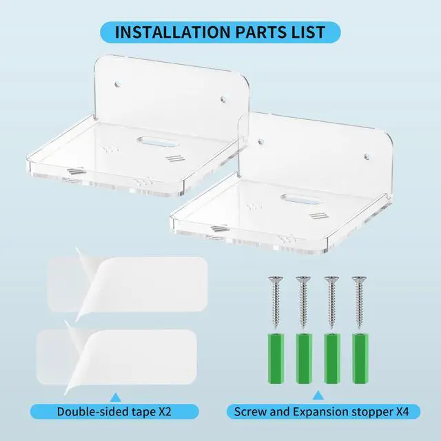 Alt view image 7 of 7 - Wall Mount Floating Shelves for 2 Pcs Camera Mini Speaker Shelf Baby Monitor - Clear Mini Shelf Flexible Use for Wall Space in Bedroom Bathroom Kitchen Living Room