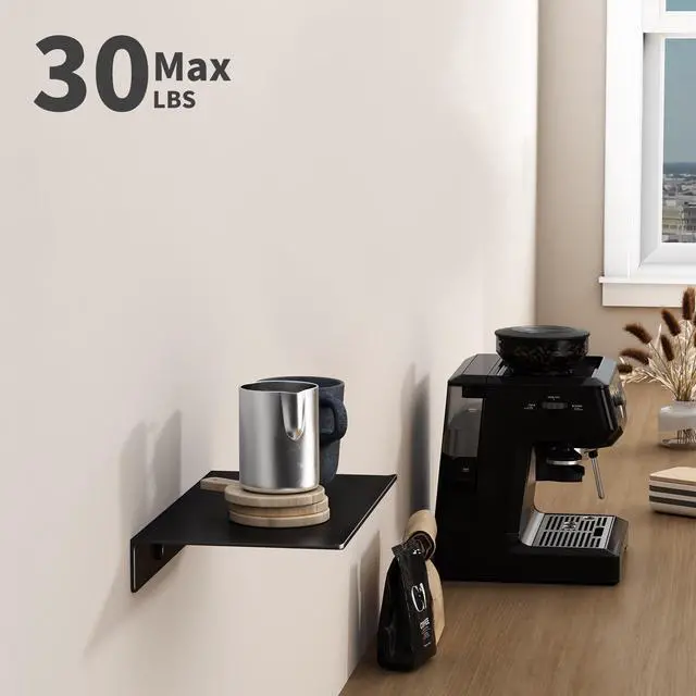 Alt view image 5 of 7 - 8 inch Small Floating Shelf for Wall Organizer & Storage, Mini Display Shelf, Metal Wall Shelf for Bathroom, Living Room, Kitchen, Bedroom(Matte Black)