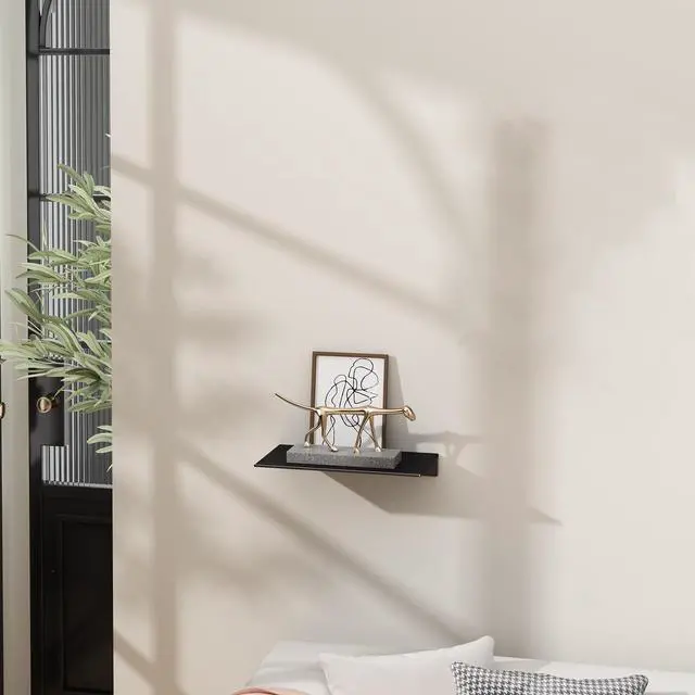 Alt view image 4 of 7 - 8 inch Small Floating Shelf for Wall Organizer & Storage, Mini Display Shelf, Metal Wall Shelf for Bathroom, Living Room, Kitchen, Bedroom(Matte Black)