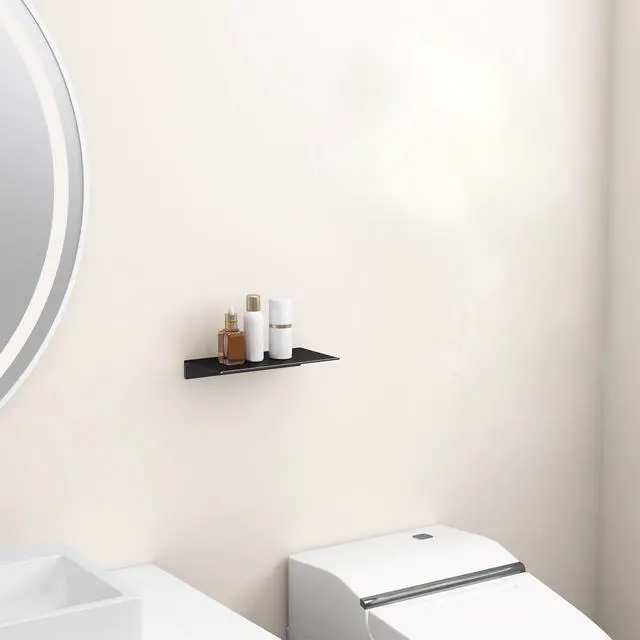 Alt view image 6 of 7 - 8 inch Small Floating Shelf for Wall Organizer & Storage, Mini Display Shelf, Metal Wall Shelf for Bathroom, Living Room, Kitchen, Bedroom(Matte Black)