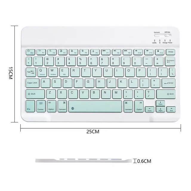 Alt view image 6 of 7 - Ultra-Slim Bluetooth Keyboard Portable Mini Wireless Keyboard Rechargeable for Apple iPad iPhone Samsung Tablet Phone Smartphone iPadOS iOS Android (10 inch Green)