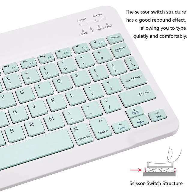 Alt view image 4 of 7 - Ultra-Slim Bluetooth Keyboard Portable Mini Wireless Keyboard Rechargeable for Apple iPad iPhone Samsung Tablet Phone Smartphone iPadOS iOS Android (10 inch Green)