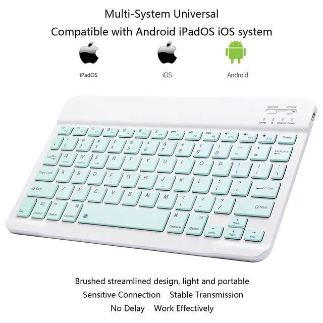 Alt view image 3 of 7 - Ultra-Slim Bluetooth Keyboard Portable Mini Wireless Keyboard Rechargeable for Apple iPad iPhone Samsung Tablet Phone Smartphone iPadOS iOS Android (10 inch Green)
