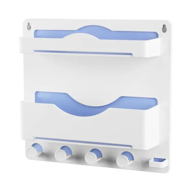 Alt view image 6 of 7 - Bedside Wall Shelf with Glasses Hooks, Adhesive Bedside Organizer Wall Mount for Dorm and Room Accessories PhoneRemoteEarphone Kindle (White)