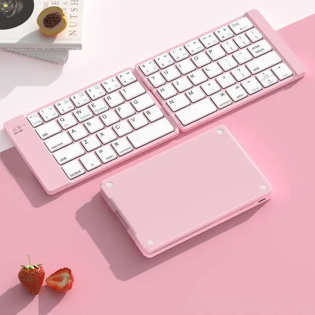 Alt view image 2 of 7 - Foldable Bluetooth Keyboard - Portable Keyboard, Rechargeable Full Size Ultra Slim Compatible iOS Android Windows Smartphone Tablet and Laptop (Only Keyboard)