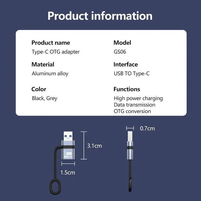 Alt view image 2 of 6 - USB C3.0 Adapter 4 Pack, USB Male to Type-C 3.0 Female, Compatible with MacBook Pro, MacBook Air, Phone 15 16, Pad Pro and More Type C or Thunderbolt 3 Devices