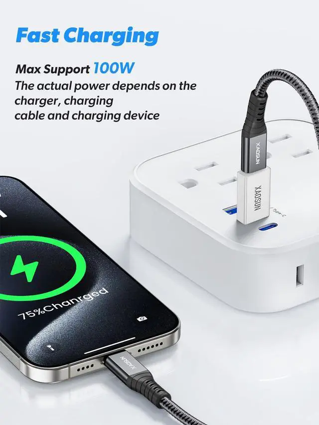 Alt view image 3 of 6 - 10Gbps USB to USB C Adapter 3 Pack, 3.1 USBC Female to USB Male Adapter, One-Sided SuperSpeed Data Sync, 100W Fast Charging for iPhone 16 15 14 13, Laptop, Charger, Quest Link, etc, Sliver