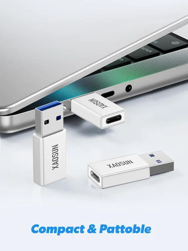 Alt view image 6 of 6 - 10Gbps USB to USB C Adapter 3 Pack, 3.1 USBC Female to USB Male Adapter, One-Sided SuperSpeed Data Sync, 100W Fast Charging for iPhone 16 15 14 13, Laptop, Charger, Quest Link, etc, Sliver