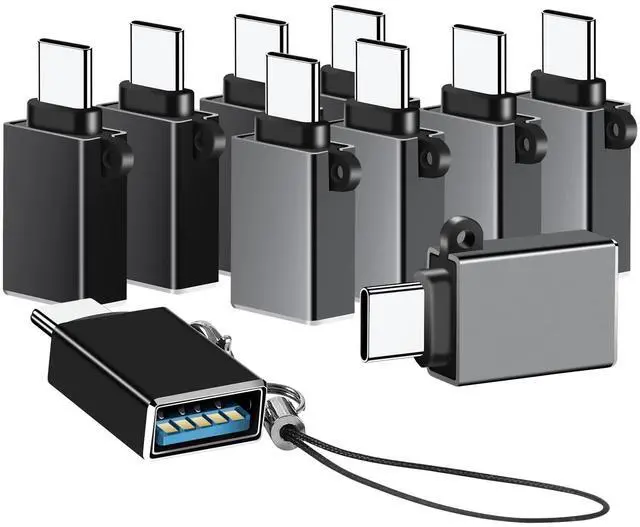 Main image of Type C to USB Adapter 10-Pack, USB C Male to USB 3.0 Female OTG Adapter,USBC to USB Converter for iPhone 17/16/15, MacBook Pro, iPad Pro/Air, Samsung Galaxy and More