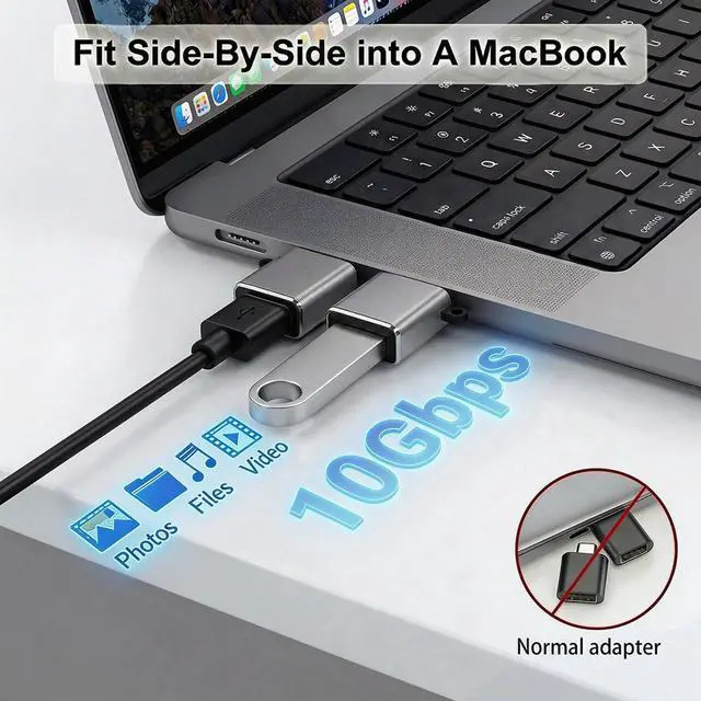 Alt view image 4 of 7 - Type C to USB Adapter 10-Pack, USB C Male to USB 3.0 Female OTG Adapter,USBC to USB Converter for iPhone 17/16/15, MacBook Pro, iPad Pro/Air, Samsung Galaxy and More