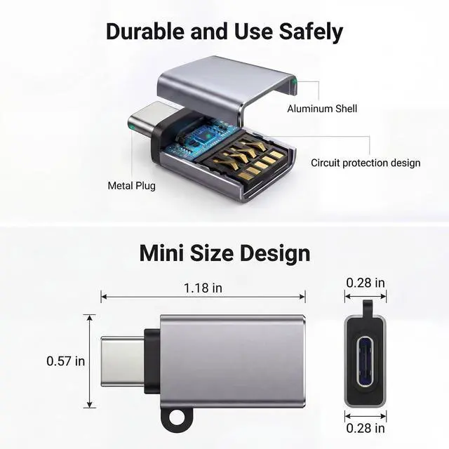 Alt view image 7 of 7 - Type C to USB Adapter 10-Pack, USB C Male to USB 3.0 Female OTG Adapter,USBC to USB Converter for iPhone 17/16/15, MacBook Pro, iPad Pro/Air, Samsung Galaxy and More