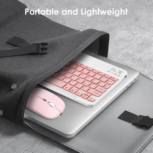 Alt view image 7 of 7 - 7 Colors Backlit Bluetooth Keyboard and Mouse Combo for iPad Pro/Air/Mini, Ultra-Slim Rechargeable Wireless Keyboard and Mouse for iPhone 15/14/13 Pro/Samsung/PC/Laptop/iOS/Windows/Android,PK