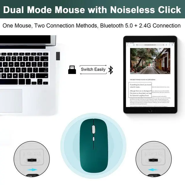 Alt view image 5 of 7 - Wireless Keyboard Case with Mouse for iPad 10.2" 9th 8th 7th Generation, Detachable Bluetooth Keyboard with Pencil Holder for iPad 10.2 Inch/iPad Air 10.5"(3rd Gen)/iPad Pro 10.5 in, Dark Green