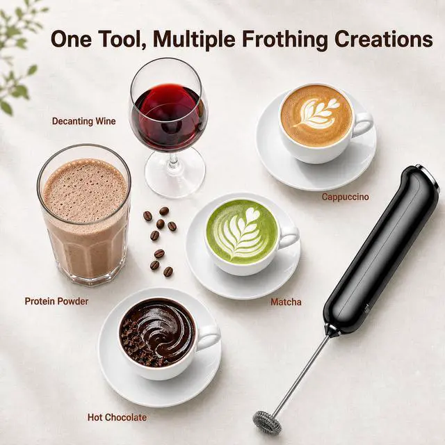 Alt view image 7 of 7 - InstaWhisk Upgraded Milk Frother with Variable Speed - Rechargeable Handheld Coffee Frother Wand with Detachable Whisks, Electric Drink Mixer for Latte, Cappuccino, Matcha, Almond Milk, Protein, Black