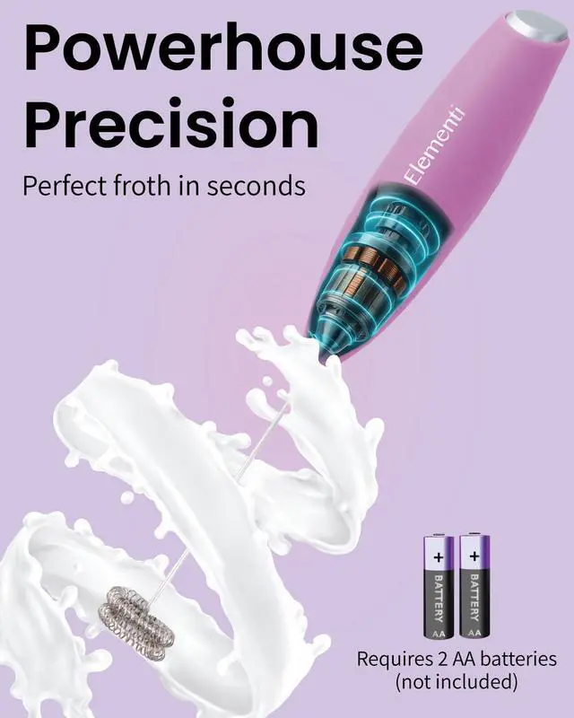 Alt view image 3 of 7 - Milk Frother Wand - Easy to Use Handheld Electric Stirrer for Powder Drinks, Durable & Powerful Coffee Whisk & Protein Powder Mixer Wand, Hand Frother, Coffee Stirrers Electric (Pastel Pink)