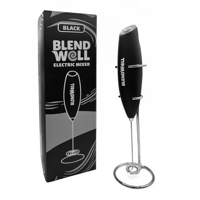 Alt view image 2 of 6 - Electric Milk Frother for Matcha and Coffee, Handheld Battery Operated Drink Mixer with Stand, Stainless Steel Whisk, Black