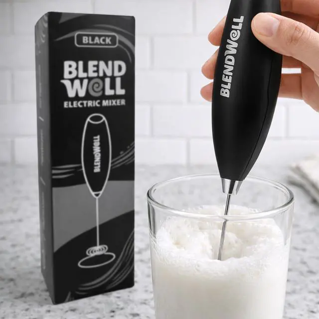 Alt view image 5 of 6 - Electric Milk Frother for Matcha and Coffee, Handheld Battery Operated Drink Mixer with Stand, Stainless Steel Whisk, Black