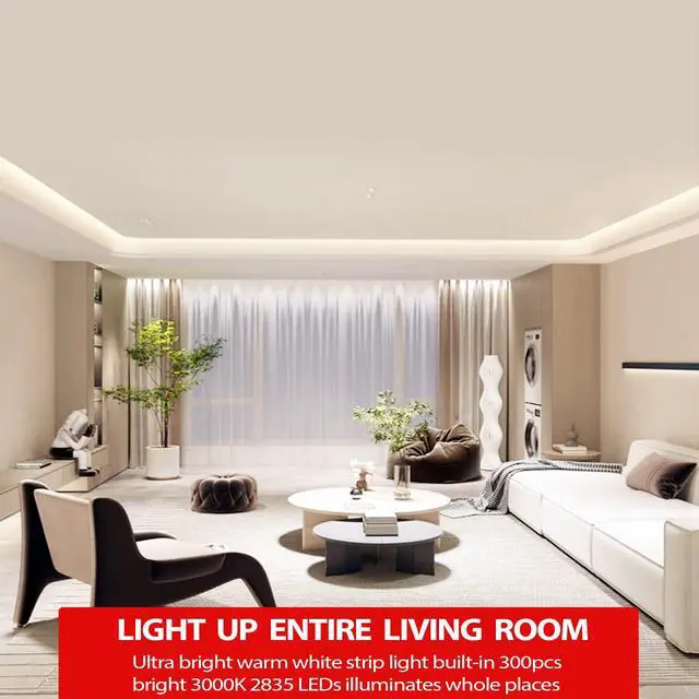 Alt view image 2 of 6 - LED Strip Lights Warm White, 16.4ft Dimmable LED Light Strip,12v Flexible LED Rope Lights Kits for Kitchen Cabinet Bedroom Party Decor