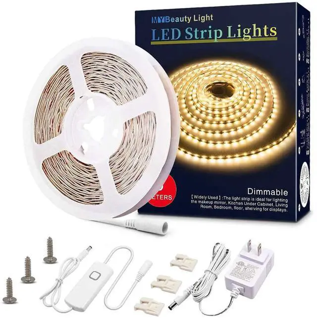 Main image of LED Strip Lights Warm White, 16.4ft Dimmable LED Light Strip,12v Flexible LED Rope Lights Kits for Kitchen Cabinet Bedroom Party Decor