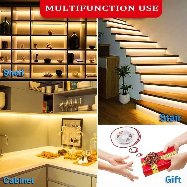 Alt view image 6 of 6 - LED Strip Lights Warm White, 16.4ft Dimmable LED Light Strip,12v Flexible LED Rope Lights Kits for Kitchen Cabinet Bedroom Party Decor
