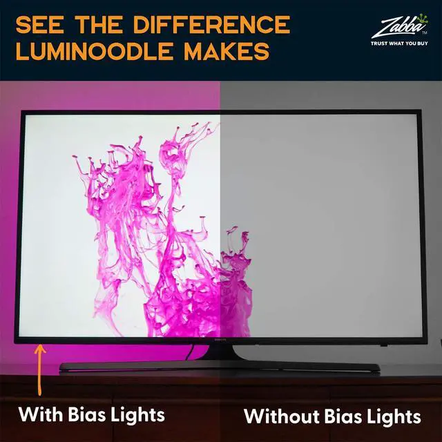 Alt view image 6 of 7 - LED Strip Lights Backlight, USB Light Strips w/Remote for 15 Ambient Color Bias Lighting Options & 10 Brightness Modes, for TV/Computer Decor/Indoor Use, Size (30"-40" TV)