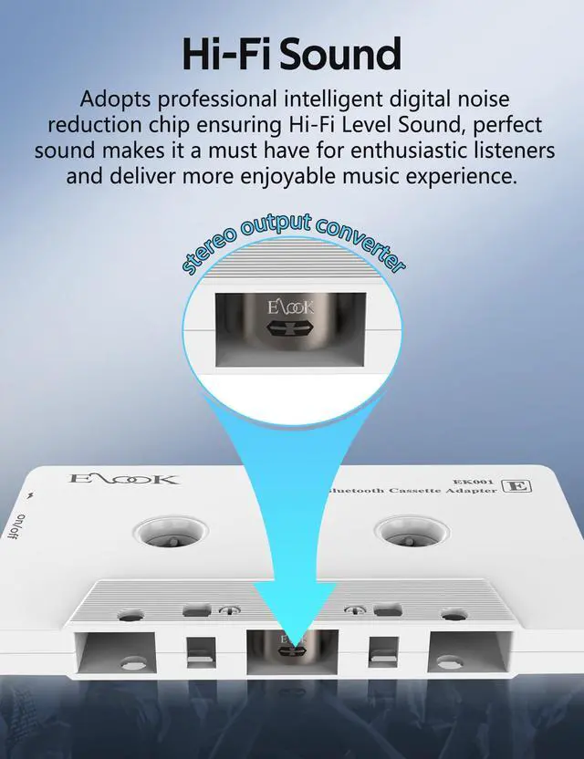 Alt view image 5 of 7 - Car Audio Receiver, Bluetooth Cassette Receiver Tape Aux Adapter Player with Bluetooth 5.0, White