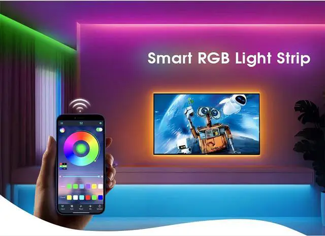 Alt view image 3 of 4 - 5V USB RGB COB Strip Lighting Backlight TV,RGB COB LED with Bluetooth Music Sync for TV, Bedroom, Party DIY Home Decoration Lighting (RGB, 1M)