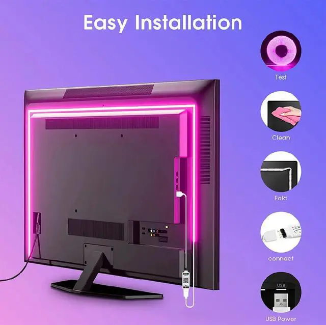 Alt view image 4 of 4 - 5V USB RGB COB Strip Lighting Backlight TV,RGB COB LED with Bluetooth Music Sync for TV, Bedroom, Party DIY Home Decoration Lighting (RGB, 1M)