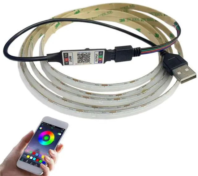 Main image of 5V USB RGB COB Strip Lighting Backlight TV,RGB COB LED with Bluetooth Music Sync for TV, Bedroom, Party DIY Home Decoration Lighting (RGB, 1M)