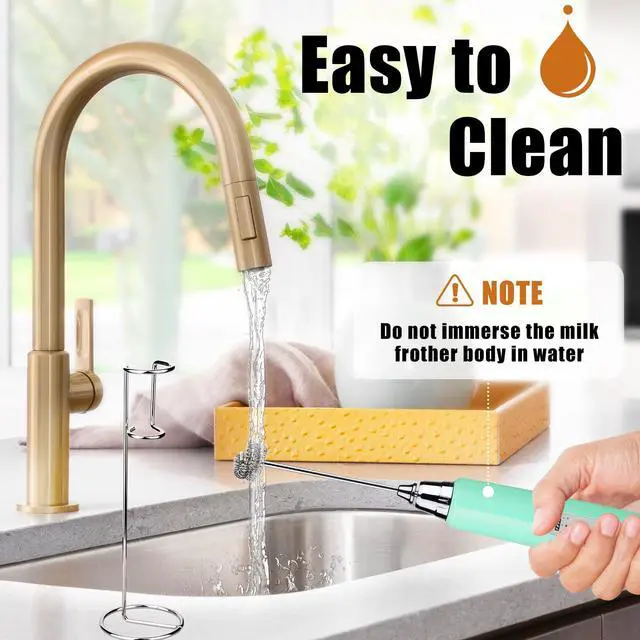Alt view image 6 of 6 - Baby Blue Milk Frother Wand for Coffee, Frother Handheld Rechargeable Electric Whisk with 3 Heads 3 Speeds Drink Mixer Coffee Frother Foam Maker For Latte, Cappuccino, Hot Chocolate, Egg