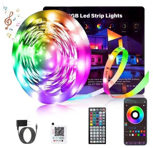 Main image of Led Lights for Bedroom 60 ft (1 Roll), 450Leds Smart Led Strip Lights with App Remote Control, RGB Music Sync Color Changing Lights for Bedroom, Kitchen, Party, Home Decoration
