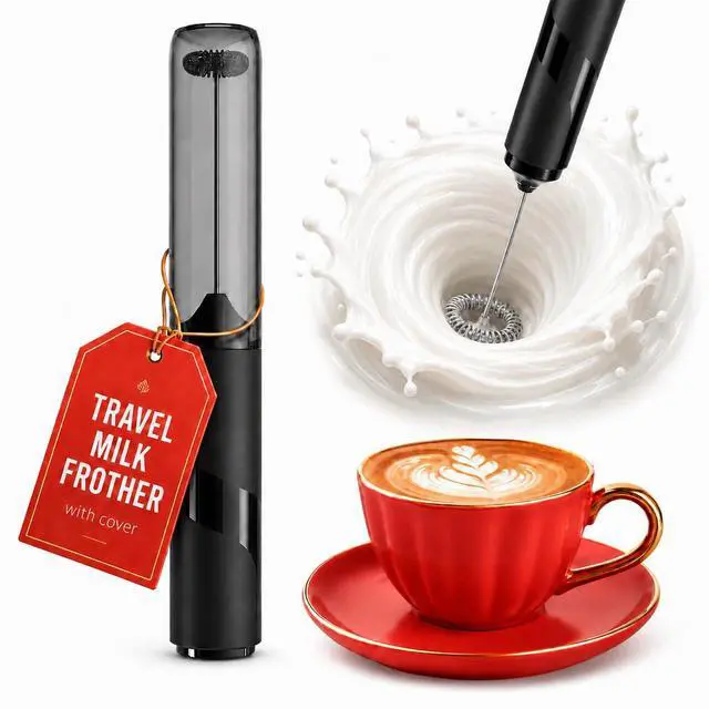 Main image of Portable Milk Frother Handheld - Travel Coffee Frother Handheld - Coffee Mixer Wand - Coffee Stirrers Electric - Electric Whisk Frother For Protein Powder - Battery Operated Drink Mixer Wand