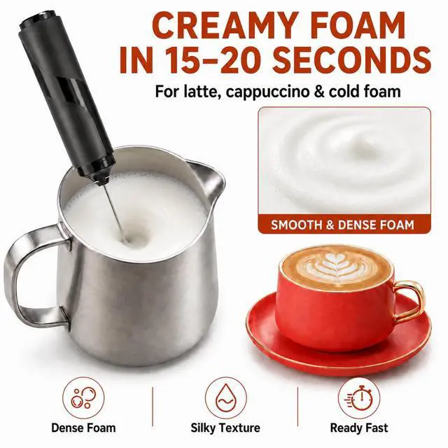 Alt view image 3 of 6 - Portable Milk Frother Handheld - Travel Coffee Frother Handheld - Coffee Mixer Wand - Coffee Stirrers Electric - Electric Whisk Frother For Protein Powder - Battery Operated Drink Mixer Wand