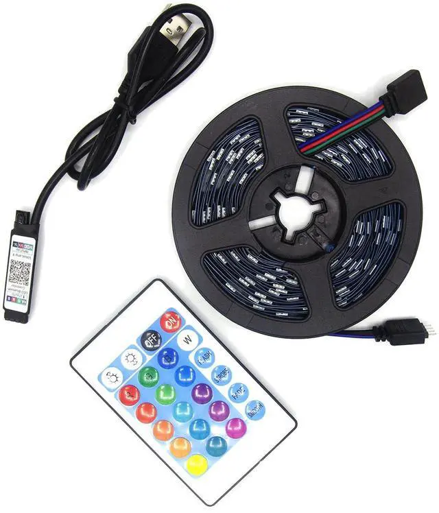 Main image of LED Strip Lights 16.6 feet (5 Meter) RGB Color with APP and IR Remote 5050 SMD LED 30 Lights Per Meter for Bedroom,Home,TV Backlight with Remote Control (Black, 5 Meter 150 led Lights)