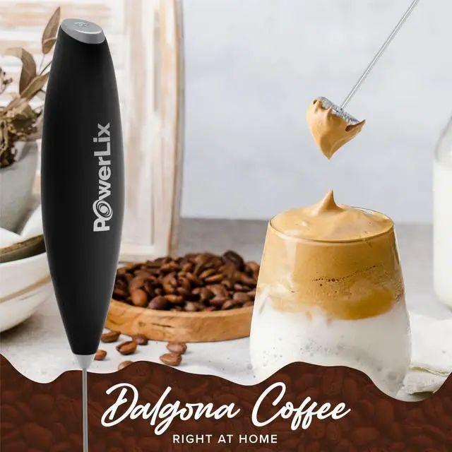 Alt view image 2 of 6 - Powerful Handheld Milk Frother With Stand Battery Operated Foam Maker Frother Wand For Coffee (A Black) (Black 2)