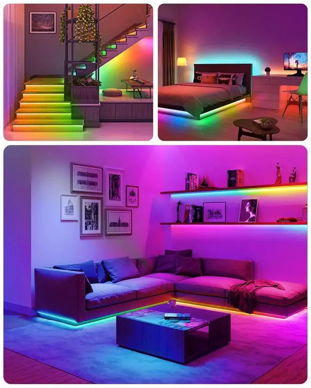 Alt view image 7 of 7 - Daymeet LED Strip Lights RGBIC 16.4FT, LED Lights for TV for 55-85 inch TV Led Backlight Rainbow Color Changing Led TV Lights, USB Powered Music Sync Bluetooth APP Control with Remote for Room Bedroom