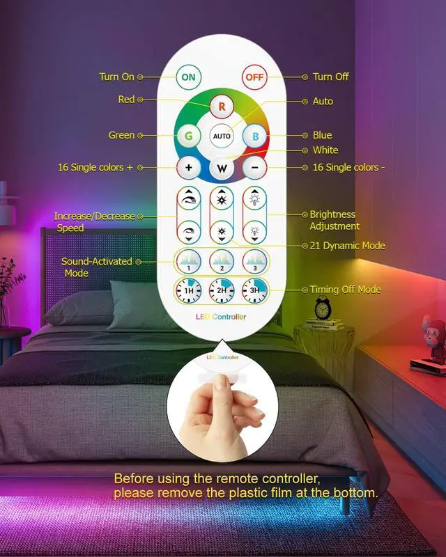 Alt view image 5 of 7 - Daymeet LED Strip Lights RGBIC 16.4FT, LED Lights for TV for 55-85 inch TV Led Backlight Rainbow Color Changing Led TV Lights, USB Powered Music Sync Bluetooth APP Control with Remote for Room Bedroom