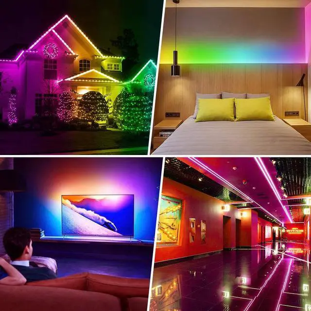 Alt view image 4 of 6 - USB LED Lights Strip 6.56ft Rainbow Chasing 5050 RGB Dream-Color Light with 17-Key Remote Control, Multiple Colors on One Line, Flexible LED Tape Light for Bedroom, TV, PC, Desk, Party Decoration